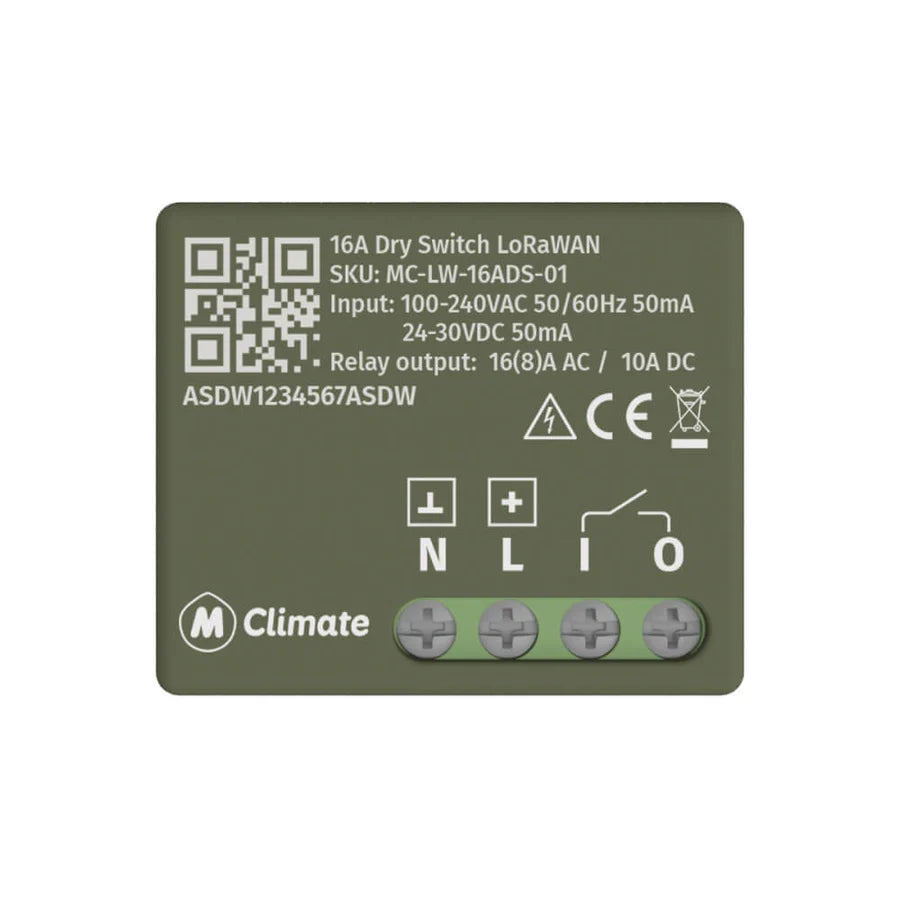 MClimate 16A Dry Switch LoRaWAN (16ADS) – Smart Relay