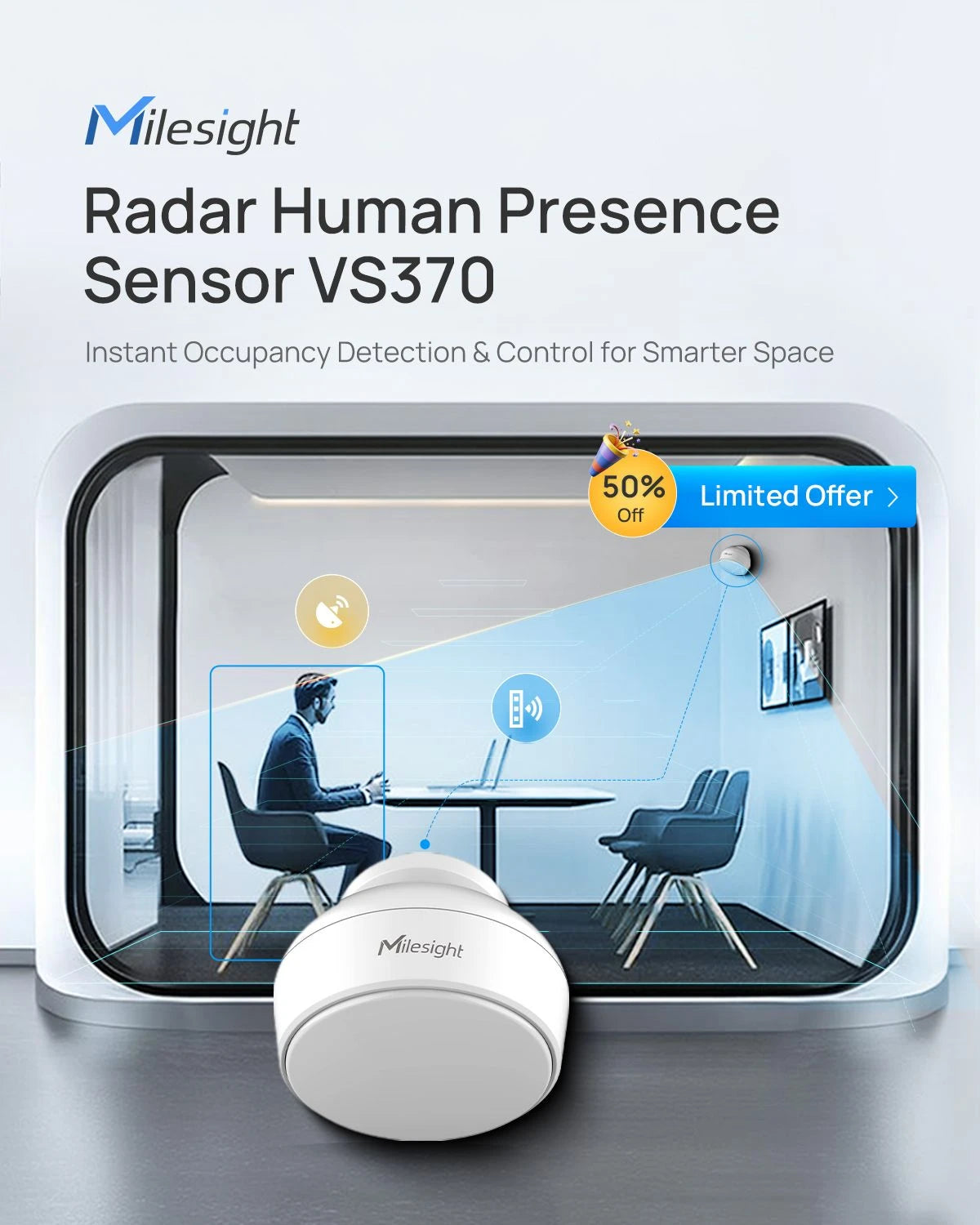Milesight VS370 LoRaWAN® Radar Human Presence Sensor – EU868