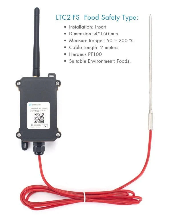 Dragino LTC2-FS LoRaWAN Industrial Temperature Transmitter, Food Safe (EU868)