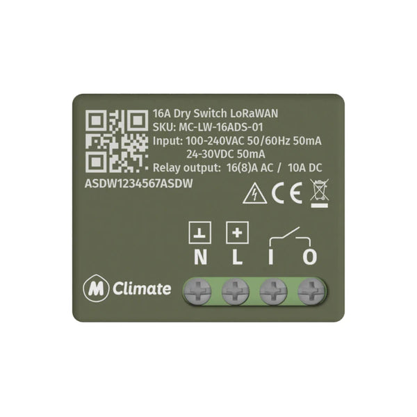 MClimate 16A Dry Switch LoRaWAN (16ADS) – Smart Relay