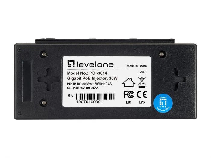 Level-One POI-3014 30W Gigabit PoE Injector – Reliable Power & Data Over a Single Cable