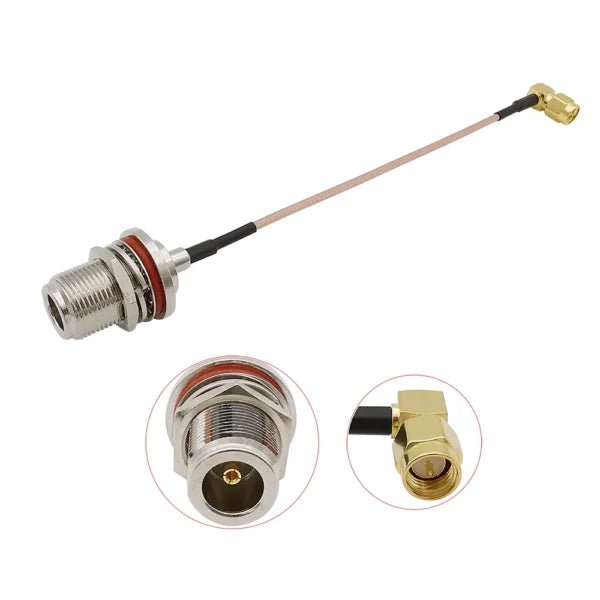 Pigtail Cable – N - Type Female to SMA Male (Right Angle) – 15cm RF Adapter Cable - RF Cable - InviBIT IoT Solutions